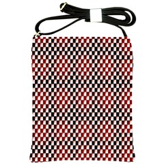 Squares Red Background Shoulder Sling Bags by Simbadda