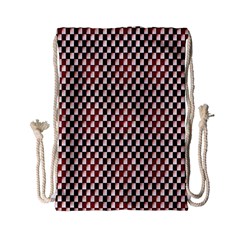 Squares Red Background Drawstring Bag (small) by Simbadda