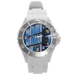 Modern Business Architecture Round Plastic Sport Watch (l) by Simbadda