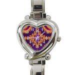 Something Different Fractal In Orange And Blue Heart Italian Charm Watch Front