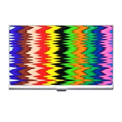 Colorful Liquid Zigzag Stripes Background Wallpaper Business Card Holders by Simbadda