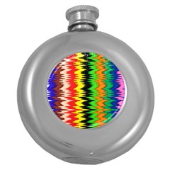 Colorful Liquid Zigzag Stripes Background Wallpaper Round Hip Flask (5 Oz)