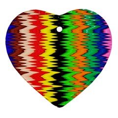 Colorful Liquid Zigzag Stripes Background Wallpaper Heart Ornament (two Sides) by Simbadda