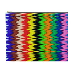 Colorful Liquid Zigzag Stripes Background Wallpaper Cosmetic Bag (xl) by Simbadda