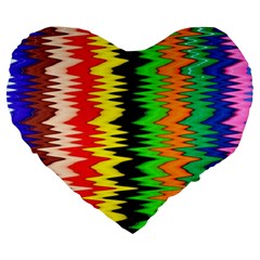 Colorful Liquid Zigzag Stripes Background Wallpaper Large 19  Premium Heart Shape Cushions by Simbadda