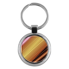 Diagonal Color Fractal Stripes In 3d Glass Frame Key Chains (round)  by Simbadda