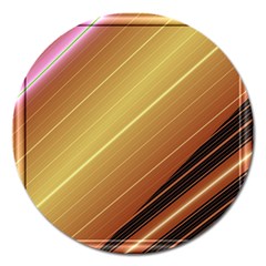 Diagonal Color Fractal Stripes In 3d Glass Frame Magnet 5  (round)