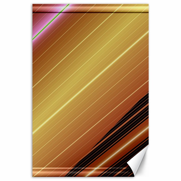 Diagonal Color Fractal Stripes In 3d Glass Frame Canvas 24  x 36 