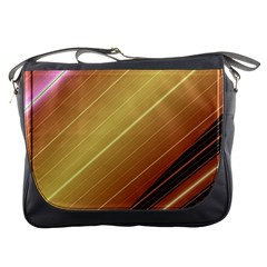 Diagonal Color Fractal Stripes In 3d Glass Frame Messenger Bags by Simbadda