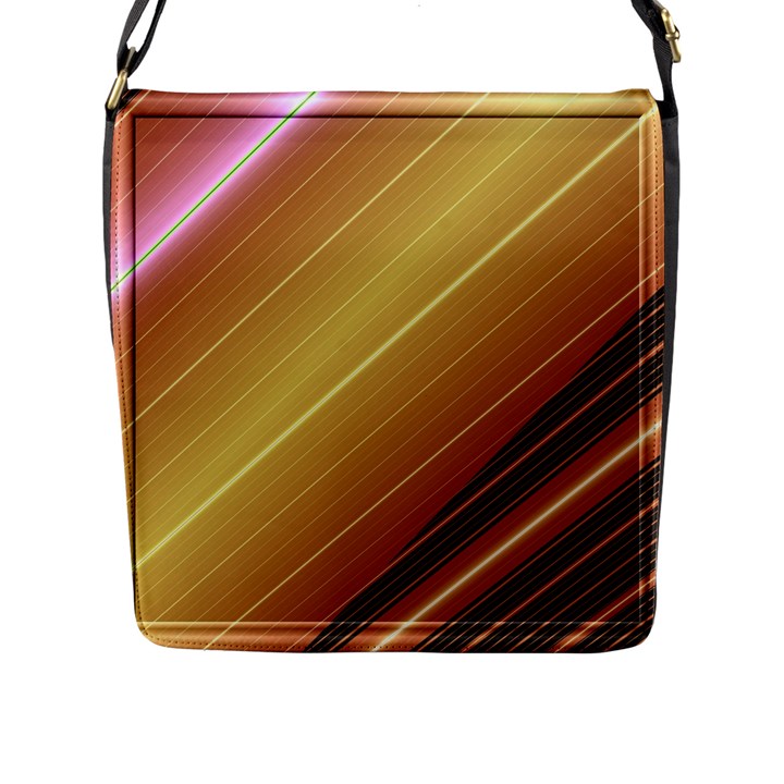 Diagonal Color Fractal Stripes In 3d Glass Frame Flap Messenger Bag (L) 