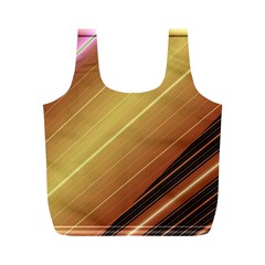 Diagonal Color Fractal Stripes In 3d Glass Frame Full Print Recycle Bags (m)  by Simbadda