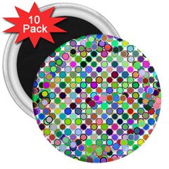 Colorful Dots Balls On White Background 3  Magnets (10 Pack)  by Simbadda