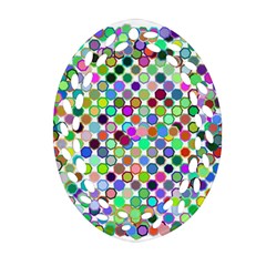 Colorful Dots Balls On White Background Ornament (oval Filigree)