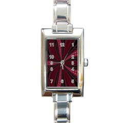 Red Ribbon Effect Newtonian Fractal Rectangle Italian Charm Watch by Simbadda