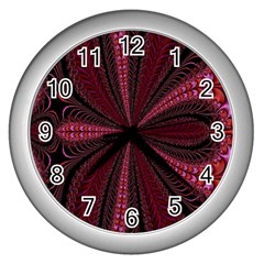 Red Ribbon Effect Newtonian Fractal Wall Clocks (silver) 