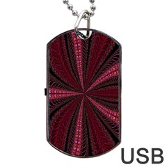 Red Ribbon Effect Newtonian Fractal Dog Tag Usb Flash (two Sides) by Simbadda