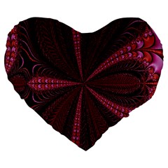 Red Ribbon Effect Newtonian Fractal Large 19  Premium Heart Shape Cushions by Simbadda