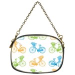 Vintage Bikes With Basket Of Flowers Colorful Wallpaper Background Illustration Chain Purses (One Side)  Front