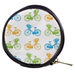 Vintage Bikes With Basket Of Flowers Colorful Wallpaper Background Illustration Mini Makeup Bags Front