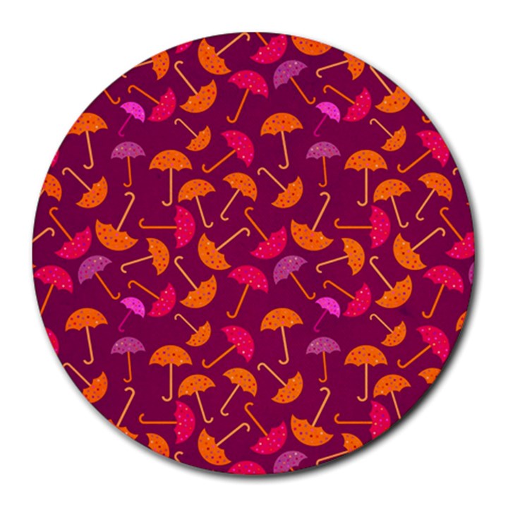 Umbrella Seamless Pattern Pink Lila Round Mousepads