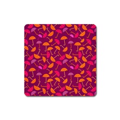 Umbrella Seamless Pattern Pink Lila Square Magnet by Simbadda