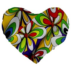 Colorful Textile Background Large 19  Premium Flano Heart Shape Cushions by Simbadda