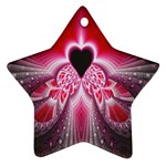 Illuminated Red Hear Red Heart Background With Light Effects Ornament (Star) Front