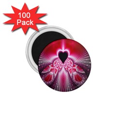 Illuminated Red Hear Red Heart Background With Light Effects 1 75  Magnets (100 Pack) 