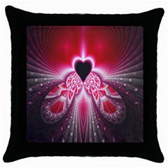 Illuminated Red Hear Red Heart Background With Light Effects Throw Pillow Case (black) by Simbadda