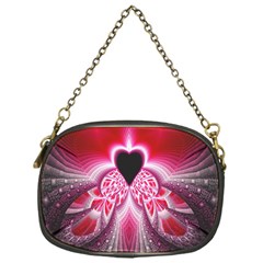 Illuminated Red Hear Red Heart Background With Light Effects Chain Purses (one Side)  by Simbadda