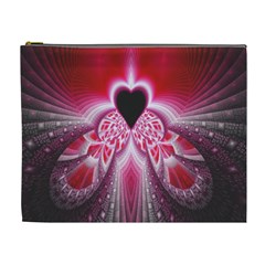 Illuminated Red Hear Red Heart Background With Light Effects Cosmetic Bag (xl)