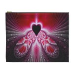 Illuminated Red Hear Red Heart Background With Light Effects Cosmetic Bag (XL) Front