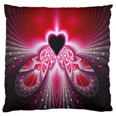 Illuminated Red Hear Red Heart Background With Light Effects Large Cushion Case (one Side) by Simbadda