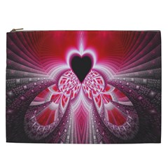 Illuminated Red Hear Red Heart Background With Light Effects Cosmetic Bag (xxl)  by Simbadda