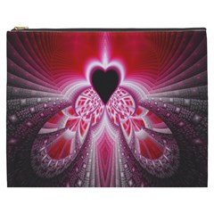 Illuminated Red Hear Red Heart Background With Light Effects Cosmetic Bag (xxxl)  by Simbadda