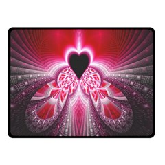 Illuminated Red Hear Red Heart Background With Light Effects Double Sided Fleece Blanket (small)  by Simbadda