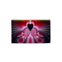 Illuminated Red Hear Red Heart Background With Light Effects Cosmetic Bag (xs) by Simbadda
