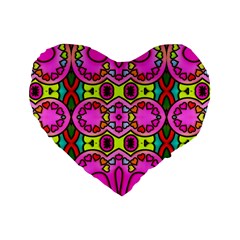 Colourful Abstract Background Design Pattern Standard 16  Premium Heart Shape Cushions by Simbadda