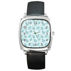 Decorative Floral Paisley Pattern Square Metal Watch