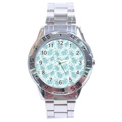 Decorative Floral Paisley Pattern Stainless Steel Analogue Watch