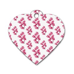 Santa Rita Flowers Pattern Dog Tag Heart (two Sides) by dflcprints