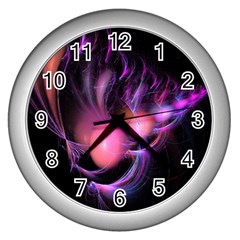 Fractal Image Of Pink Balls Whooshing Into The Distance Wall Clocks (silver)  by Simbadda