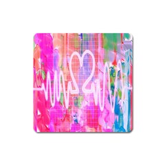 Watercolour Heartbeat Monitor Square Magnet by Simbadda