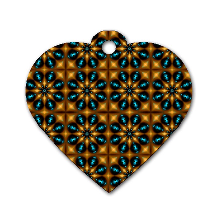 Abstract Daisies Dog Tag Heart (Two Sides)