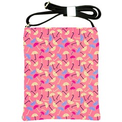 Umbrella Seamless Pattern Pink Shoulder Sling Bags by Simbadda