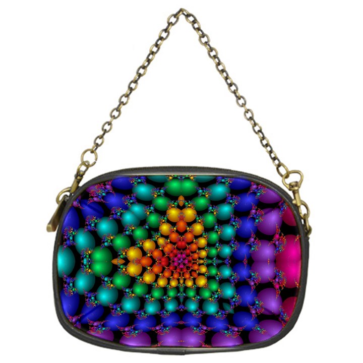 Mirror Fractal Balls On Black Background Chain Purses (One Side) 
