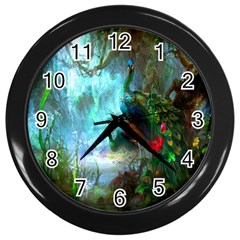 Beautiful Peacock Colorful Wall Clocks (black) by Simbadda