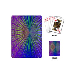 Blue Fractal That Looks Like A Starburst Playing Cards (mini)  by Simbadda