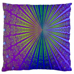 Blue Fractal That Looks Like A Starburst Large Cushion Case (two Sides) by Simbadda