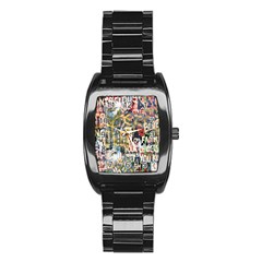 Graffiti Wall Pattern Background Stainless Steel Barrel Watch by Simbadda